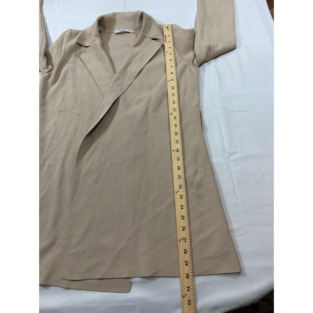 MM.LaFleur Merritt Jardigan Sand Beige Ribbed Knit Open Front Blazer Jacket L - Picture 7 of 13